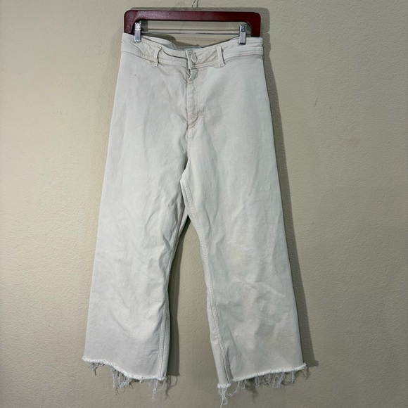 Zara Pants - Zara Womens Beige Rise High Jeans Sz 10 The Marine Straight Casual Preppy Comfy